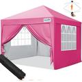 Quictent 10 x10 Pop up Canopy Tent with Sidewalls Instant Outdoor Gazebo Easy Party Tent Enclosed Waterproof Easy Set up (Pink)