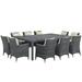 Modern Contemporary Urban Design Outdoor Patio Balcony Eleven PCS Dining Chairs and Table Set Beige Rattan