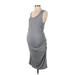 a Scoop Neck Sleeveless:glow Casual Dress - Midi Scoop Neck Sleeveless: Gray Print Dresses - Women's Size 1 Maternity