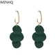 WENHQ – boucles d'oreilles à Clip en métal pour femmes nouveauté couleur verte