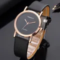 Montre noire décontractée pour femme bracelet ceinture en cuir simple montres à quartz boîtier en