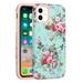 Beyond Cell Armor Case for iPhone 14 (Heavy Duty Rugged Protection Kickstand Cover with Belt Holster Clip) - Pretty Floral Teal