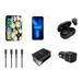 Accessories Bundle Pack for iPhone 14 Pro Max Case - Heavy Duty Case (Cute Abstract Daisies) Screen Protectors Earbuds Car Charger UL Dual Wall Charger Lightning Cables