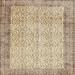 Ahgly Company Machine Washable Indoor Square Contemporary Khaki Gold Area Rugs 8 Square