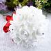 Chiccall Home Decor Crystal Roses Pearl Bridesmaid Wedding Bouquet Bridal Artificial Silk Flower Red Gifts for Girls Boys Kids Adults