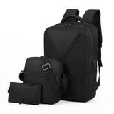 3pcs/set Student Schoolbag Women s Business Travel Shoulder Bag Outdoor Sports Backpack Office Laptop Shoulder Bag Simple Travel Bag Black