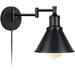 Swing Arm Wall Light Fixtures Pack of 1 Wall Light Plug-in Cord with On Off Switch on Cord Industrial Wall Sconce Black Finish