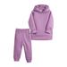 JDEFEG Boys Sweatshirt Set Kids Toddler Baby Girls Boys Autumn Winter Warm Thick Solid Cotton Long Sleeve Lined Tops Hooded Hoodie Pants Sweatshirt Set Clothes Toddler Long Sleeve Shirt Purple 120