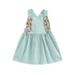 Mubineo Toddler Baby Easter Overall Dress Cute Sleeveless Square Neck Bunny Suspender Dress