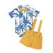 JDEFEG Boys 4T Summer Clothes Kids Boy Outfits Clothes Short Sleeve Coconut Tree Prints Bow Tie Romper Shorts Pants Set Suspenders Boy Jacket 6T Cotton Blends Yellow 18M