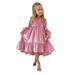 JDEFEG Tulle Long Bridesmaid Dress Kids Little Girls Daily Dress Autumn Long Sleeve Solid Irregular Princess Dress Ruffle Casual Party Dresses Outfits Clothes Sequin Dress Girls Size 16 Pink L