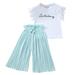 Outfits Tops+Ruffle Pants Kids Shirt T Loose Children Girls Baby Letter Girls Outfits Set Spearmint Baby Shoes Young Girl Clothes Christmas Baby Clothes Gift for 3 Month Old Girl Fall Outfits