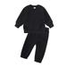 ZCFZJW Toddler Baby Boy Girl Tracksuits Spring Trendy Clothes Set Long Sleeve Crewneck Sweatshirt Top Casual Pants Outfit Sweatsuit Black 3-4 Years