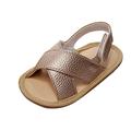 JDEFEG Baby Shoes Simple Sandal Boys Girls Open Toe Solid Shoes First Walkers Shoes Summer Toddler Flat Sandals Go Home Baby Boy Outfit Baby Booties Artificial Leather Gold 14