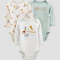 Baby 3pk Safari Bodysuit - Just One You made by carter s Green/Gray/Beige 12M