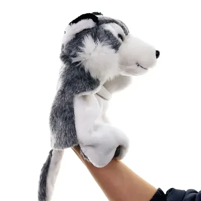 Animal en peluche de loup mignon 27cm marionnette à main Parent-enfant jouet éducatif pour bébé