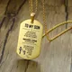 Collier en acier inoxydable doré avec pendentif "To My Son Dog Tag" accessoires pour la famille