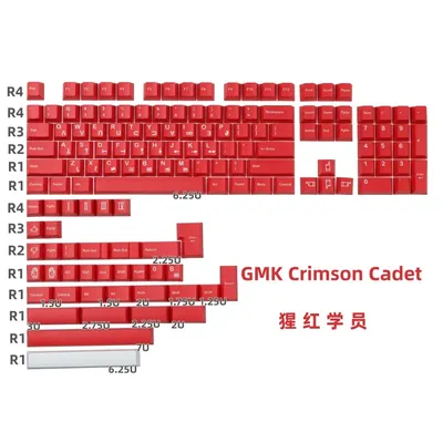 GBrosCrimson Cadet Keycaps PBT Dye Subbed Key Caps None Profile Keycap Keychron 140 65% Anne