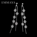 EMMAYA-Boucles d'oreilles longues avec pompon pour femme couleur or blanc fleur de mode perles