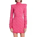 Robe en tricot jacquard monogramme à manches longues pour femmes créateur HIGH Graduation ET