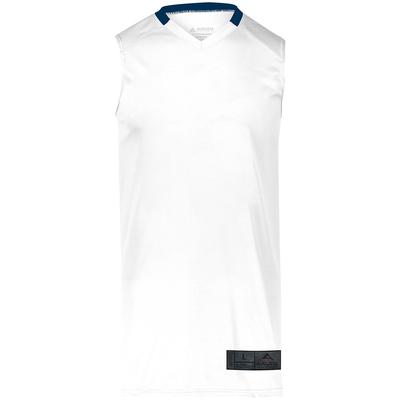 Augusta Sportswear 1730 Athletic Step-Back Basketball Jersey T-Shirt in White/Navy Blue size Small | Polyester