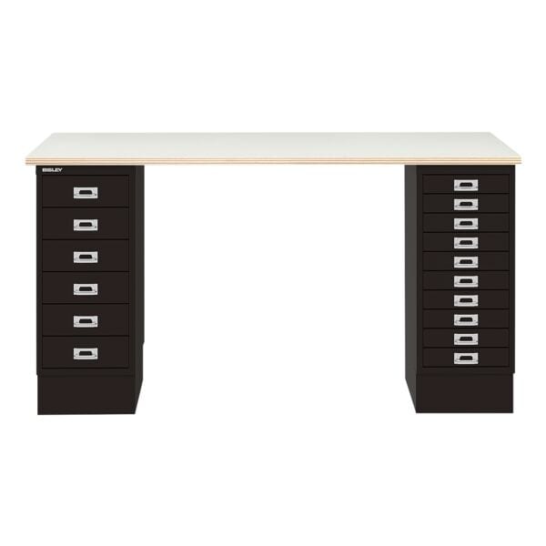 Bisley Schreibtisch »MultiRange« plywood Platte mit 16 Schubladen schwarz, 140x74x60 cm