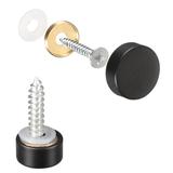 Uxcell Mirror Screws 10mm/0.39 10Pcs Brass Decorative Cap Screws Cover Nails Fasteners for Mirror Tables Black