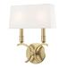 -Two Light Small Wall Sconce in Style-10.25 inches Wide By 13.25 inches High-Aged Brass Finish Bailey Street Home 735-Bel-2941714