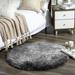 Soft Fluffy Faux Fox Fur Decorative Rug Home Decor Round 3 x 3 Feet Black White 1 Pack