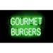 SpellBrite GOURMET BURGERS LED Sign for Business. 28.8 x 15.0 Green GOURMET BURGERS Sign Has Neon Sign Look With Energy Efficient LED Light Source. Visible from 500+ Feet 8 Animation Settings.