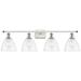 Bristol Glass 4 Light 38" LED Bath Light - White & Polished Chrome