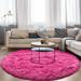 DweIke Round Rug for Bedroom Super Fluffy Circle Rugs for Baby Nursery Furry Carpet for Children Kids Room Cute Soft Shaggy Area Rug for Girls Home Decor For Dorm 4 x4 Hot Pink