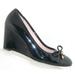 Kate Spade Shoes | Kate Spade New York Kacey Black Patent Leather Cap Toe Bow Wedge Heels 8m | Color: Black | Size: 8