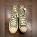J. Crew Shoes | J.Crew Classic Canvas High Top Sneakers | Color: Cream/Green | Size: 7
