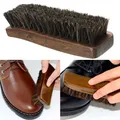 Brosse à chaussures pratique en crin de cheval avec manche en bois outils de polissage de bottes