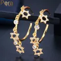 Pera – boucles d'oreilles en Zircon pour femmes grand cercle en demi-cercle ajouré couleur or