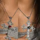 Collier pendentif croix gothique créatif pour hommes et femmes perle rouge et noire bijoux de mode