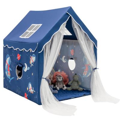 Costway Large Kids Play Tent with Removable Cotton Mat-Blue