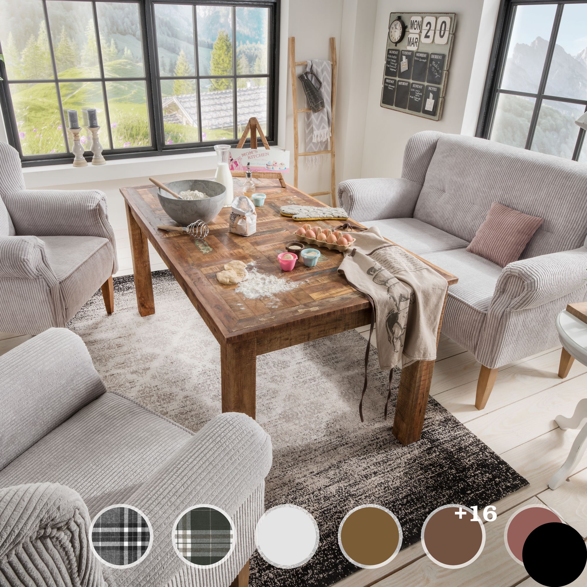 Massivholz »Pavolo« Tischsofa 3-Sitzer / PK D 4805 / Buche wenge