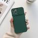 Slim Fit Case for iPhone 14 Plus 2MM Camera Lens Sliding Design Sleek Candy Colors Protective Cover with Military Grade Soft Lining Silicone Skin-Friendly Shockproof Anti-Scratches Case Darkgreen