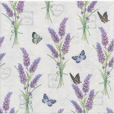 Servietten Lavendel/Schmetterling, 33 x 33 cm, 20 Stück
