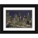 Grall Don 18x13 Black Ornate Wood Framed with Double Matting Museum Art Print Titled - Washington Seattle Night skyline of downtown