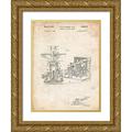 Borders Cole 12x14 Gold Ornate Wood Framed with Double Matting Museum Art Print Titled - PP959-Vintage Parchment Missile Launching System patent 1961 Wall Art Poster