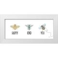 Larson Lisa 24x12 White Modern Wood Framed Museum Art Print Titled - Bee Happy-Bee Kind-Bee You