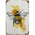 Anique Tin Sign BEE Metal Tin Sign Retro Nostalgic Tin Sign Fun Decorative Sign for Home Kitchen Bar Room Garage Decor Insect Honey Bumblebee Gift for Her Gift for Mum 8x5.5 Inch