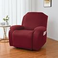 Fashnice Stretch Slipcover Recliner Armchair Cover Plain Couch Cover Elastic Furniture Protector Wine Red 2 Seat