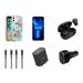 Accessories Bundle Pack for iPhone 13 Pro Max Case - Heavy Duty Case (Pretty Floral Teal) Screen Protectors Earbuds 48W Car Charger UL PD Wall Charger USB Cables