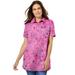 Plus Size Women's Perfect Printed Short-Sleeve Polo Shirt by Woman Within in Peony Petal Paisley (Size M)