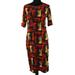 Lularoe Dresses | Lularoe Women's Julia Bodycon Pullover Dress Yellow & Burnt Red On Black Size L | Color: Black/Yellow | Size: L