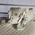 Converse Shoes | Converse All Star Tall Seude Light Gray Wide Laces 9 | Color: Cream/Gray | Size: 9